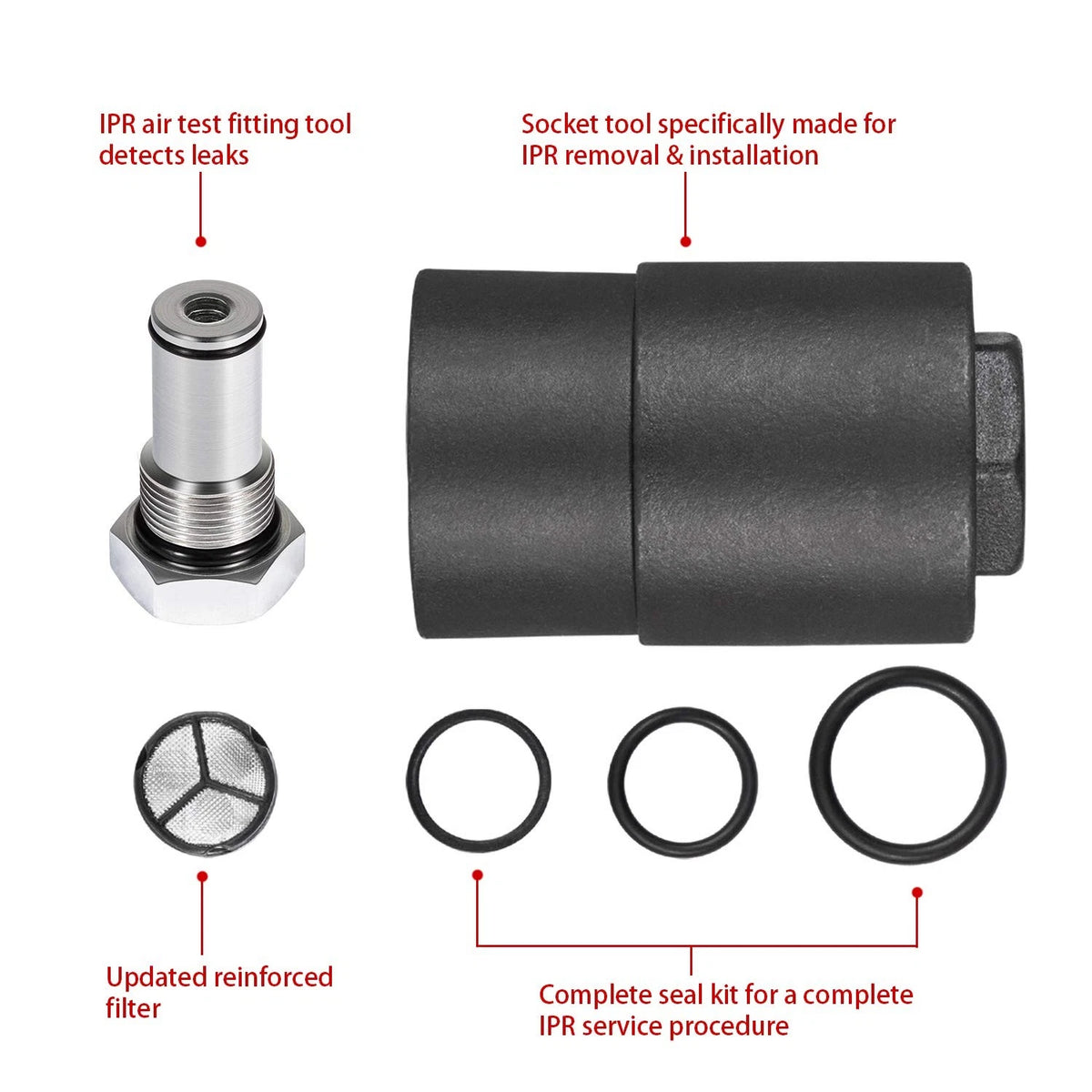 6.0 IPR Valve Socket & HPOP Air Test Tool for Ford 6.0L Powerstroke (2003–2007)