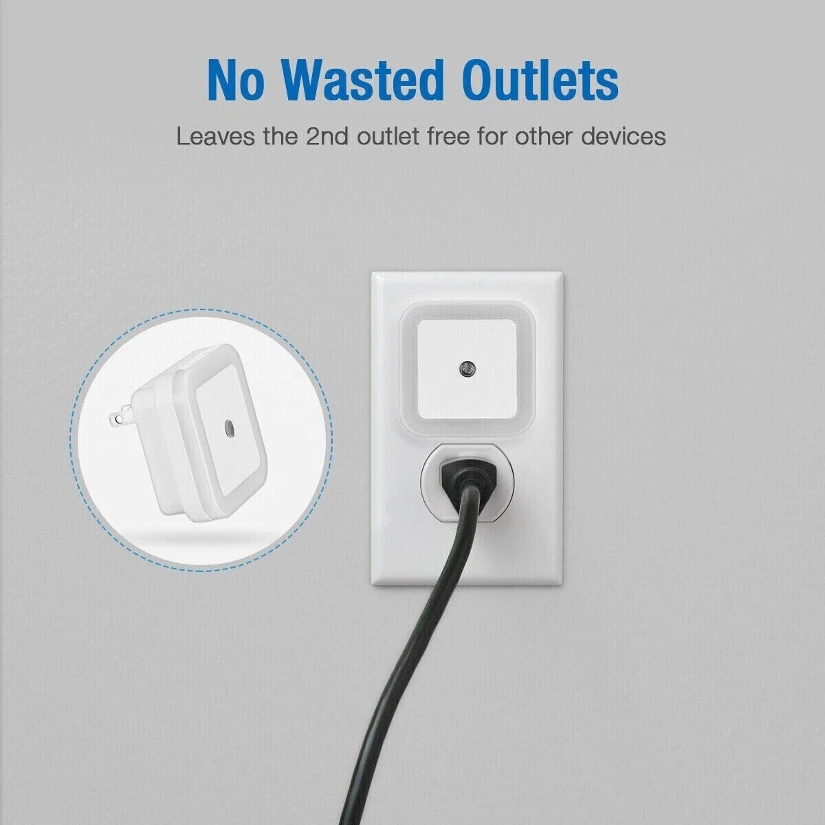6X Plug-in LED Night Lights for Hallway Kitchen Bathroom (Dusk to Dawn Sensor)