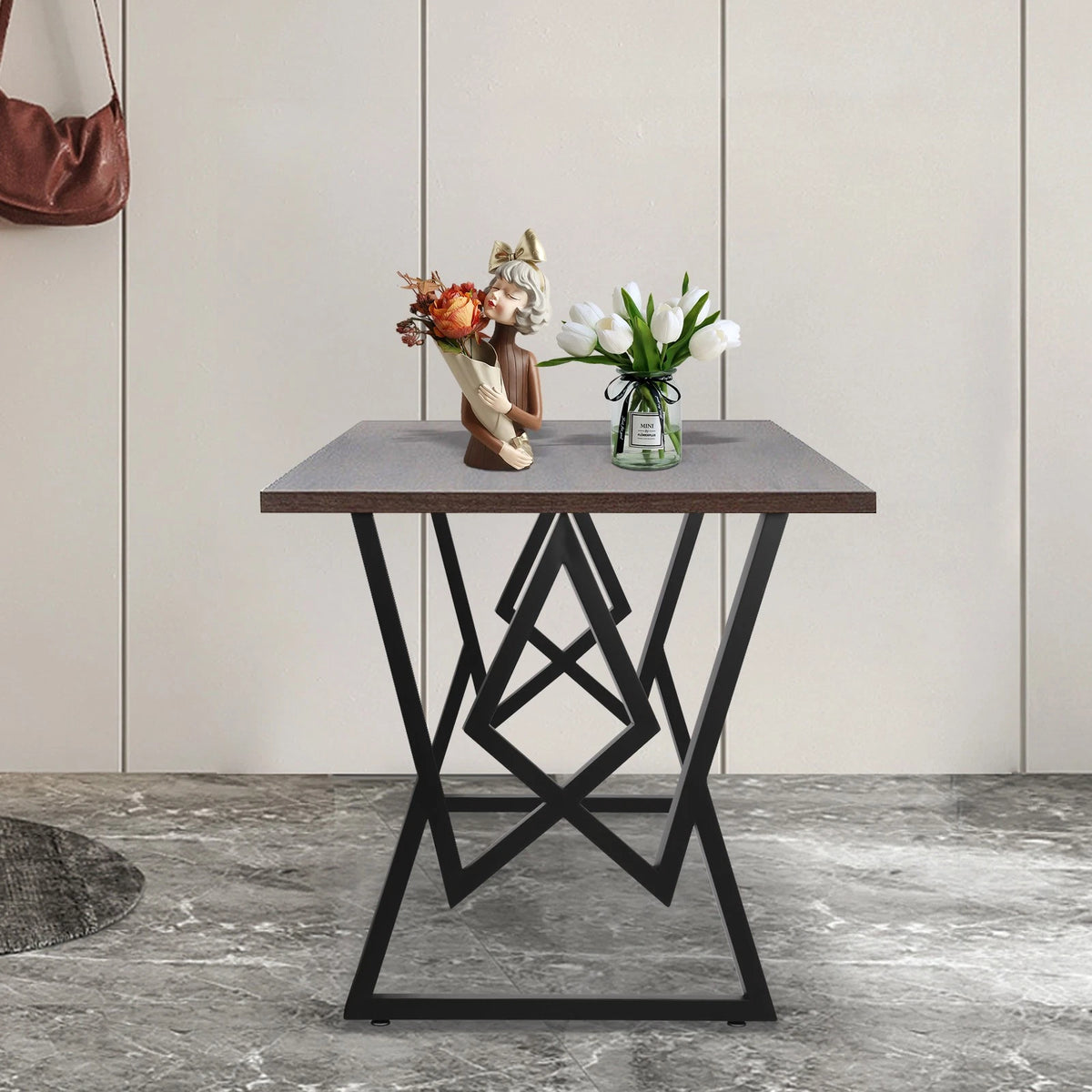 Set of 2 Modern Black Steel Table Legs 24x28 in Heavy Duty 440 lb Capacity