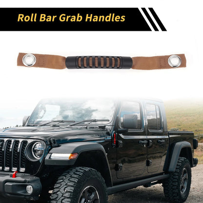 2pcs Roll Bar Grab Handles for Jeep Wrangler (2007–2023) - Brown