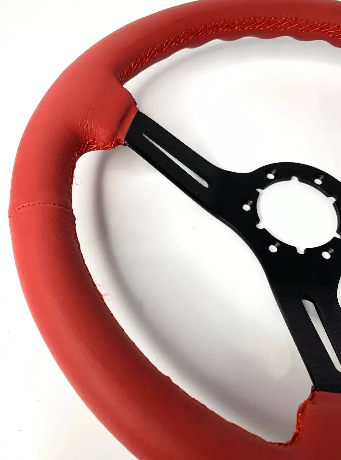 14in Slotted Steering Wheel Grip with Horn Button for Red Leather (2005–2025)