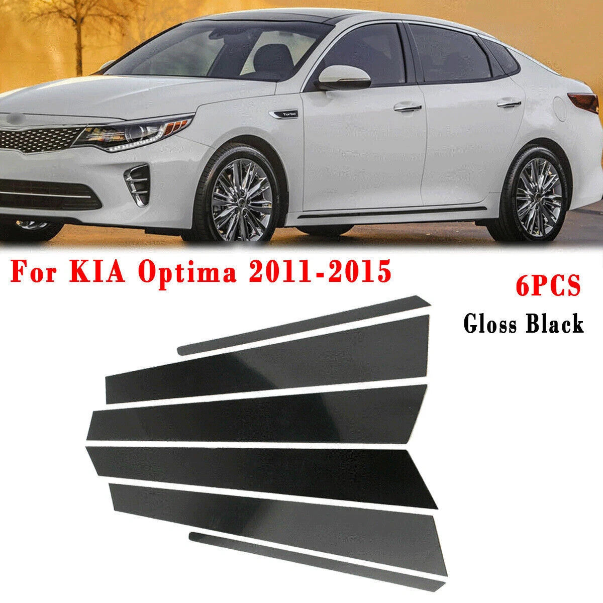Glossy Black Door Side Window Pillar Trim for KIA Optima (2011–2015)