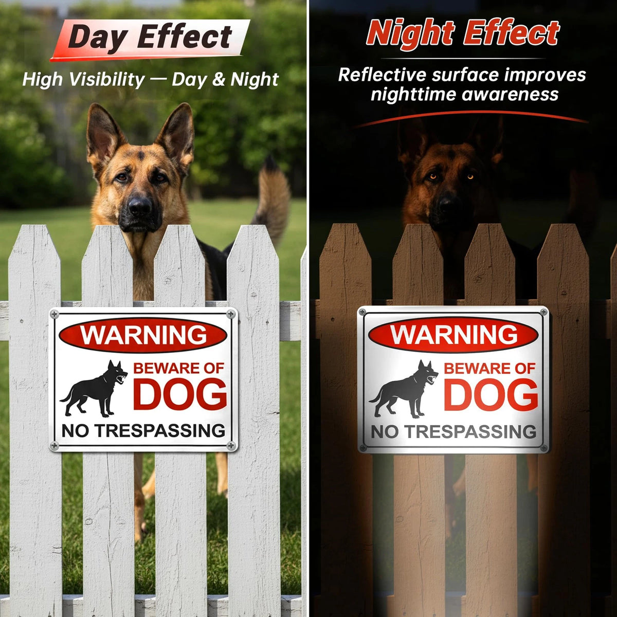 2X Beware of Dog Sign, 10x7 Inch, Red/Black/White