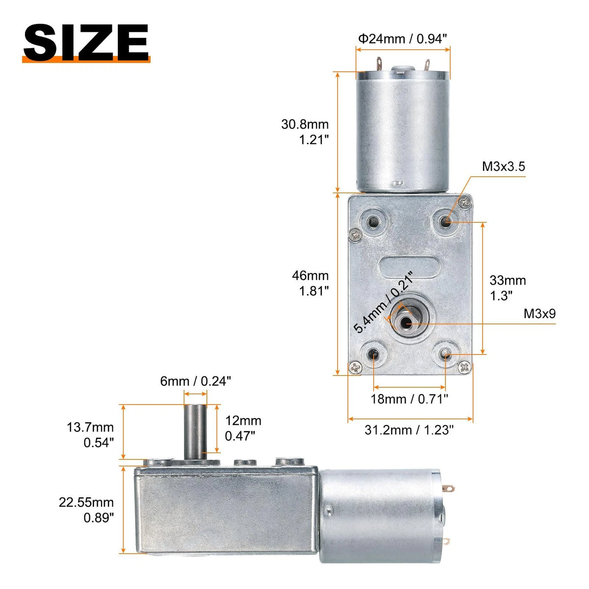 12V High Torque Turbine Worm Geared Motor 6mm Silver for Various Applications