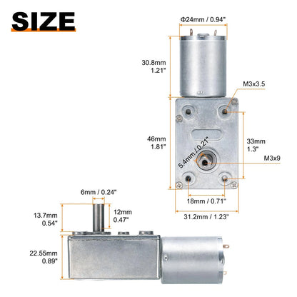 12V High Torque Turbine Worm Geared Motor 6mm Silver for Various Applications