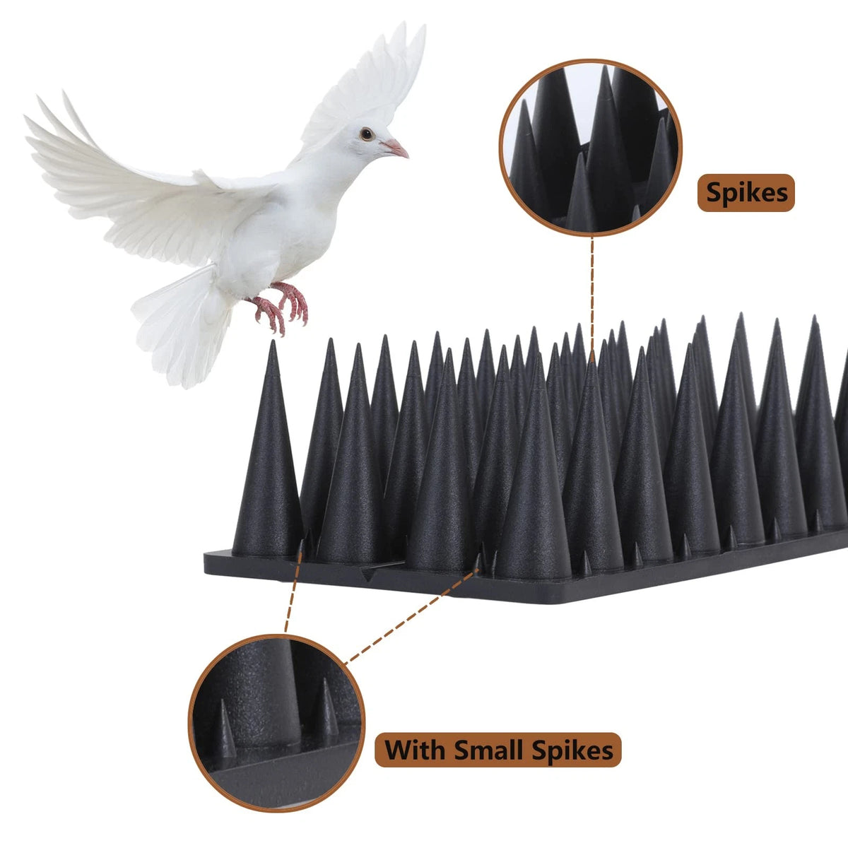 9 Pack Bird Spikes for Squirrel Guard - 8.4 Feet, Black