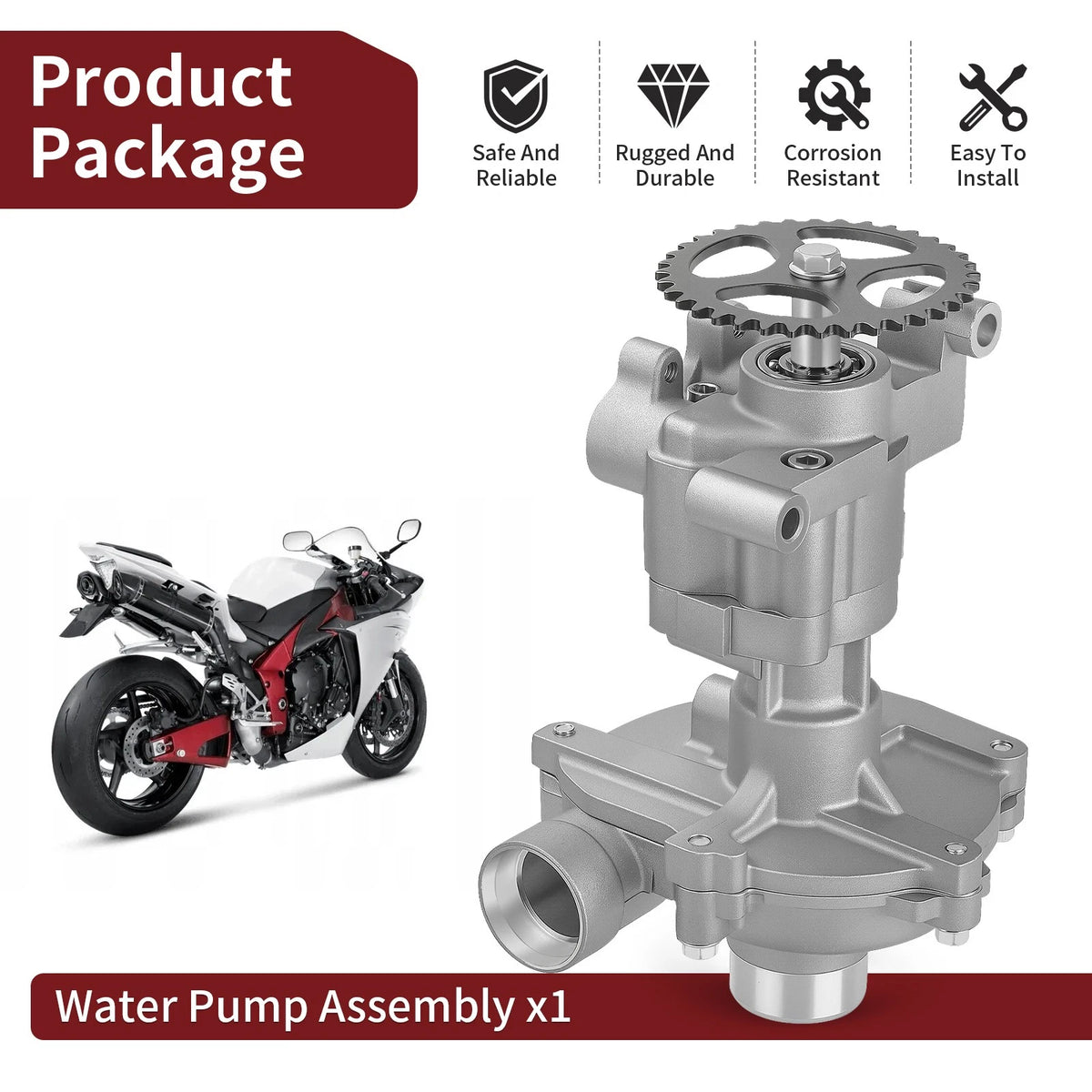Water Pump Assembly for Yamaha YZF R1 (2009–2014) Replaces 14B-12420-01-00, 14B-12420-00-00