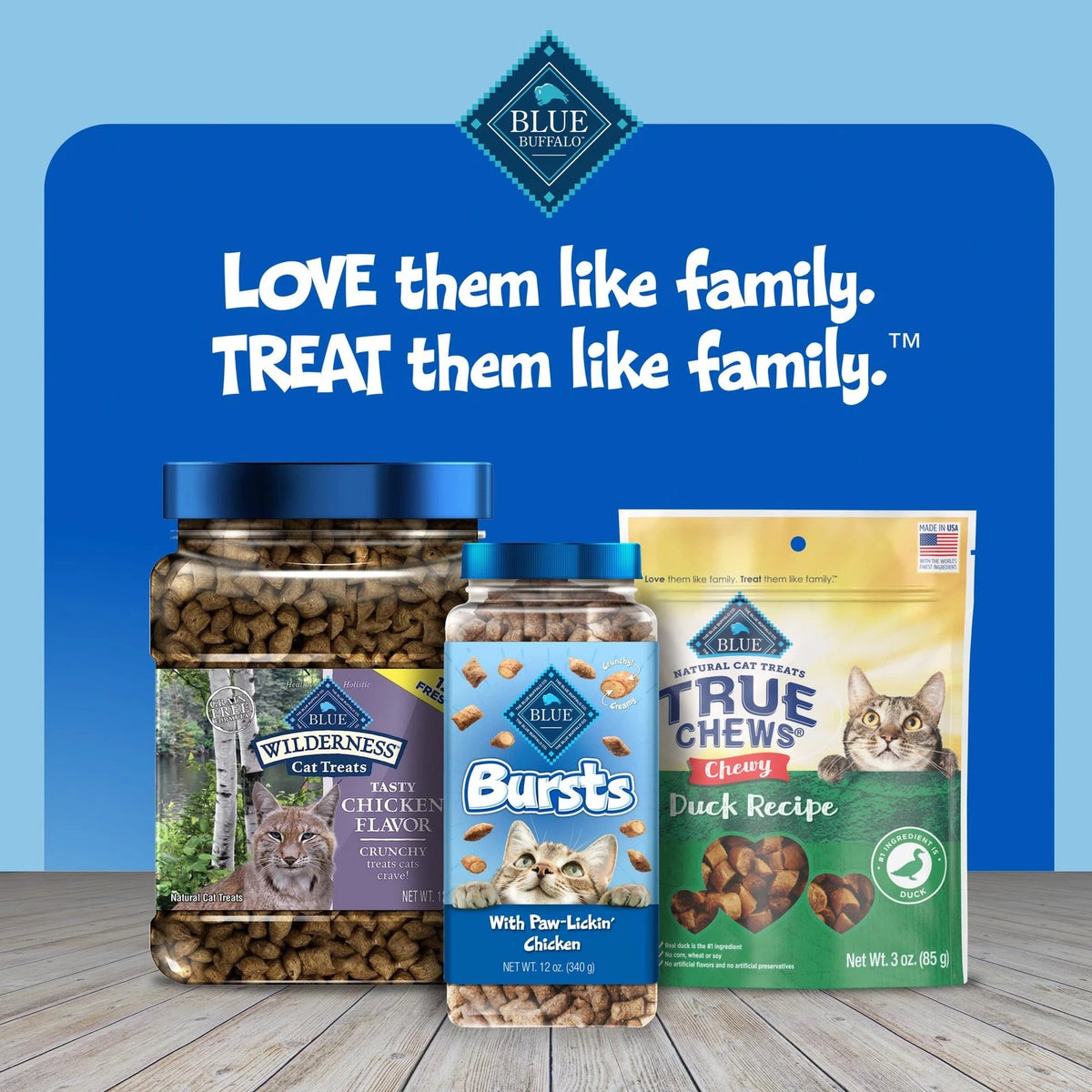 Set of 4 Blue Buffalo Bursts Crunchy & Creamy Cat Treats (5 oz)