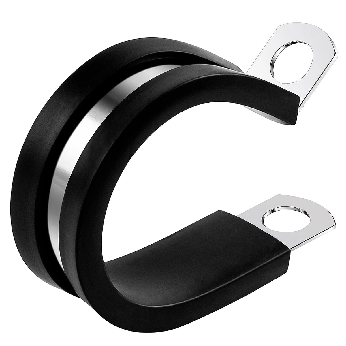3/4 Inch Rubber Cable Clamp P Clip for Hose Tube Conduit (Black)