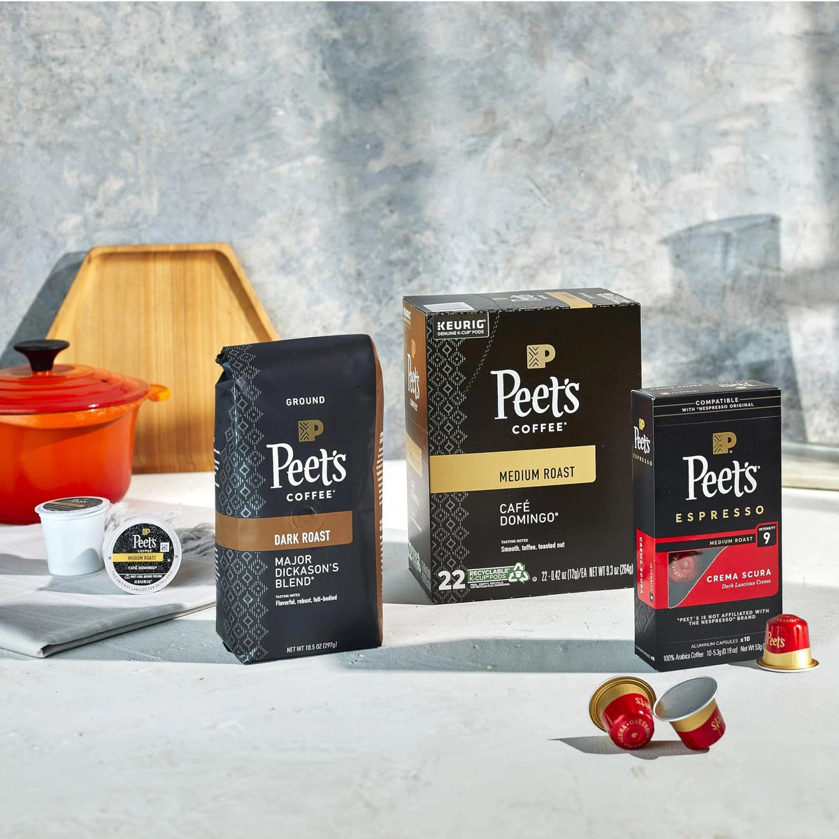 Set of 32 Peet's Coffee Dark Roast K-Cup Pods for Keurig