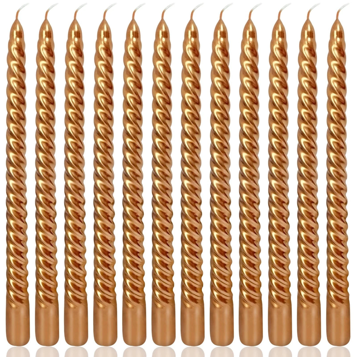 Set of 4 10 Inch Bronze Spiral Taper Candles for Holiday Decor