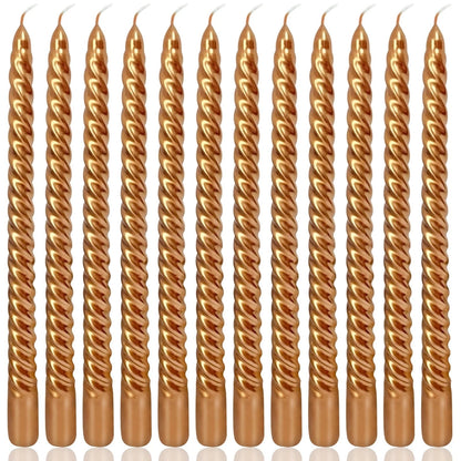 Set of 4 10 Inch Bronze Spiral Taper Candles for Holiday Decor