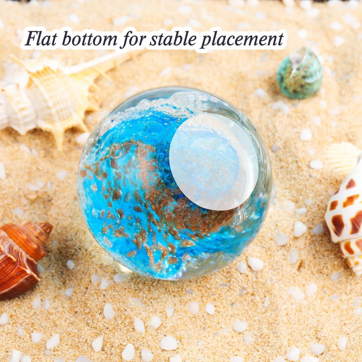 Ocean Waves Glass Ball Decor for Home Decor (3.14 inches, Gold/Blue)