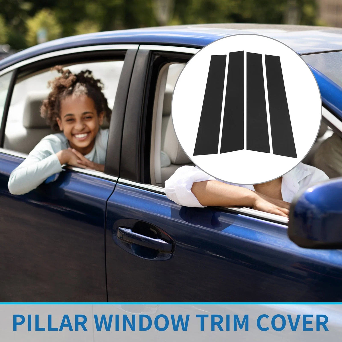 Set of 4 Door Pillar Window Trim for Volkswagen Tiguan (2009–2015) Black