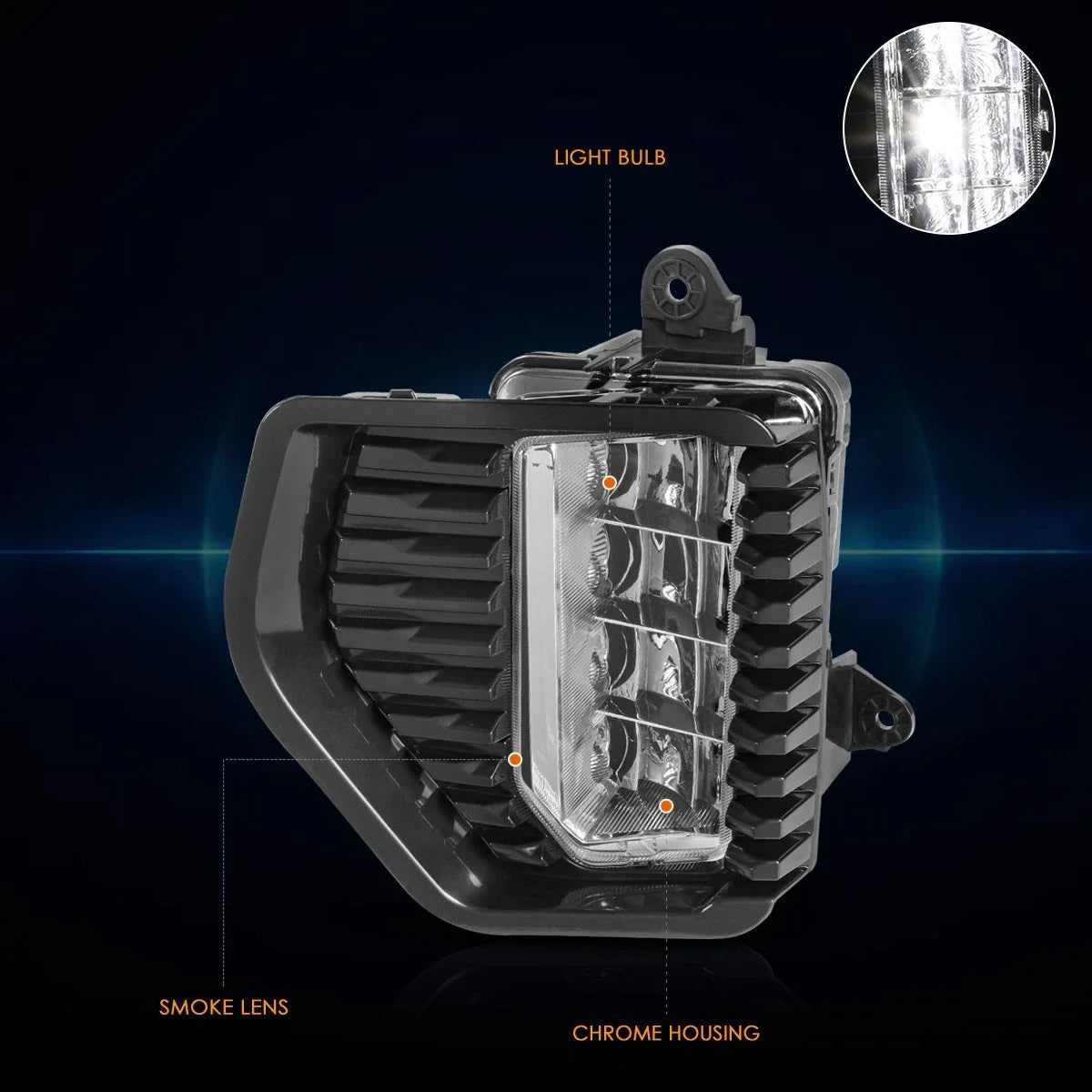Full LED Fog Lights for GMC Sierra 1500 (2019–2022) - Clear Lens, Switch, Bezels
