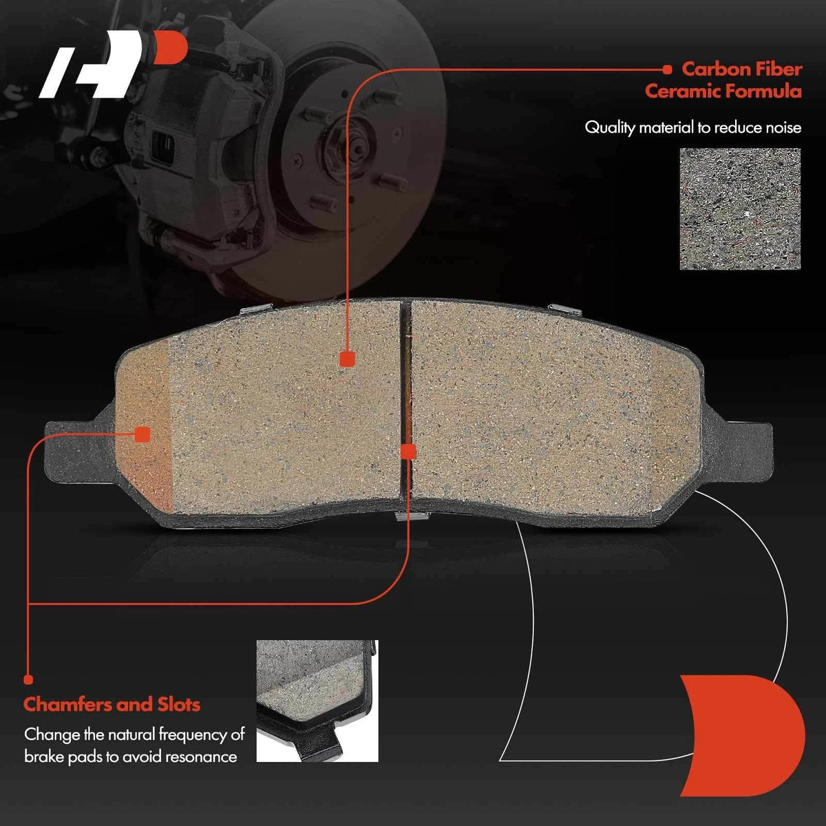 Set of 4 Rear Ceramic Brake Pads for Buick Lucerne Cadillac DTS (2006–2011)