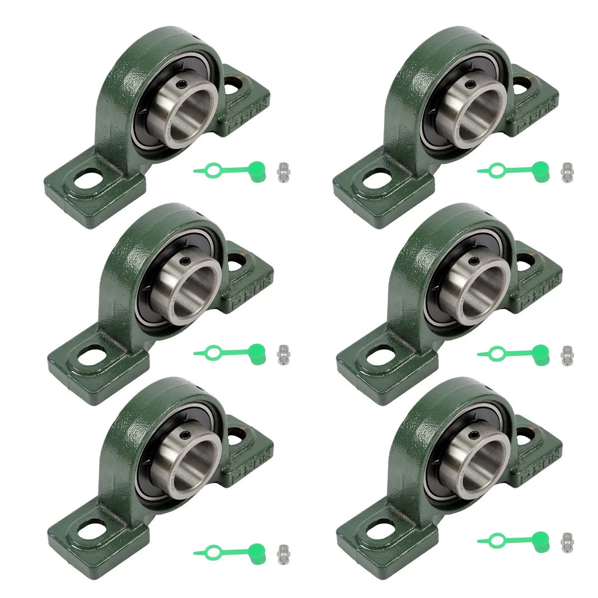 Set of 6 Pillow Block Bearings for Various Applications (Self-Aligning)