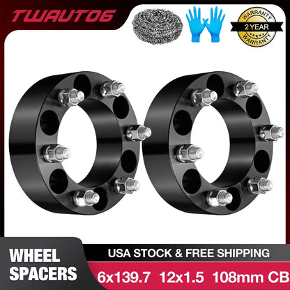 2" 6x5.5 Wheel Spacers for 1993–1998 Toyota T100 (M12x1.5)