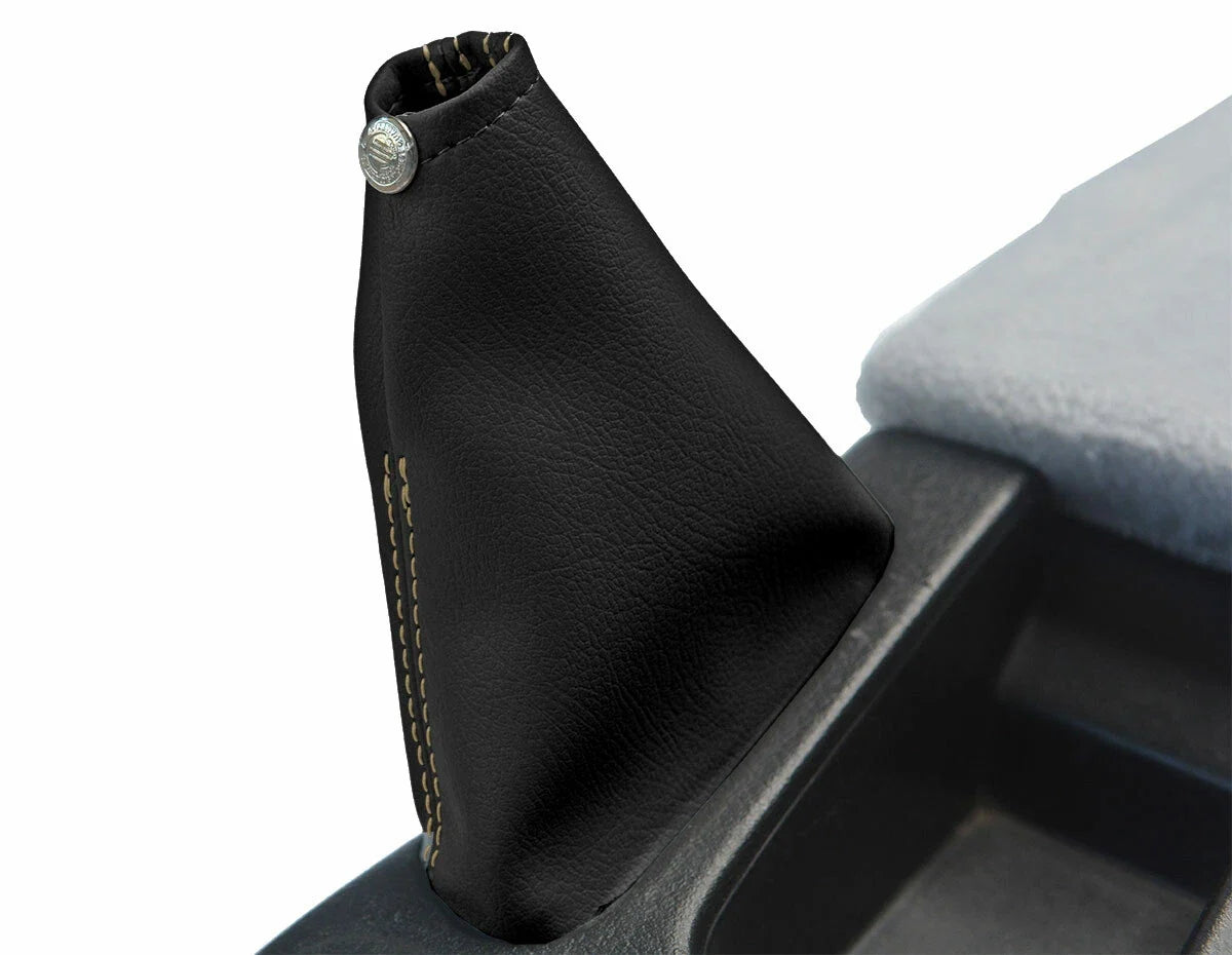 E Brake Boot Cover for Nissan Skyline R32 (1989–1993) Black Beige Stitch