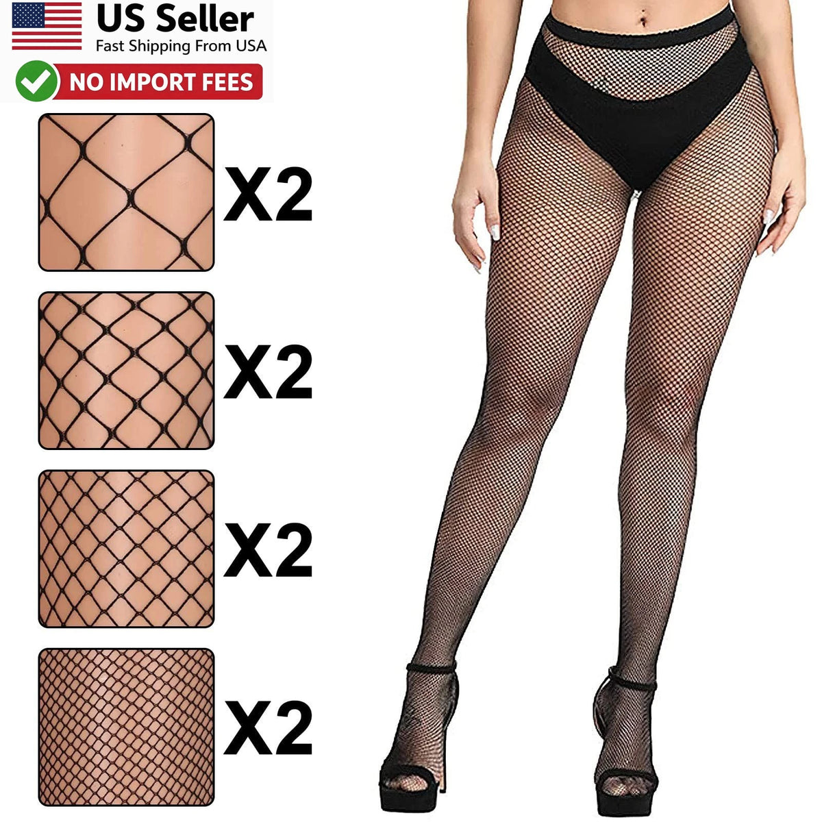 Black Fishnet Stockings for Women Plus Size Thigh High Tights