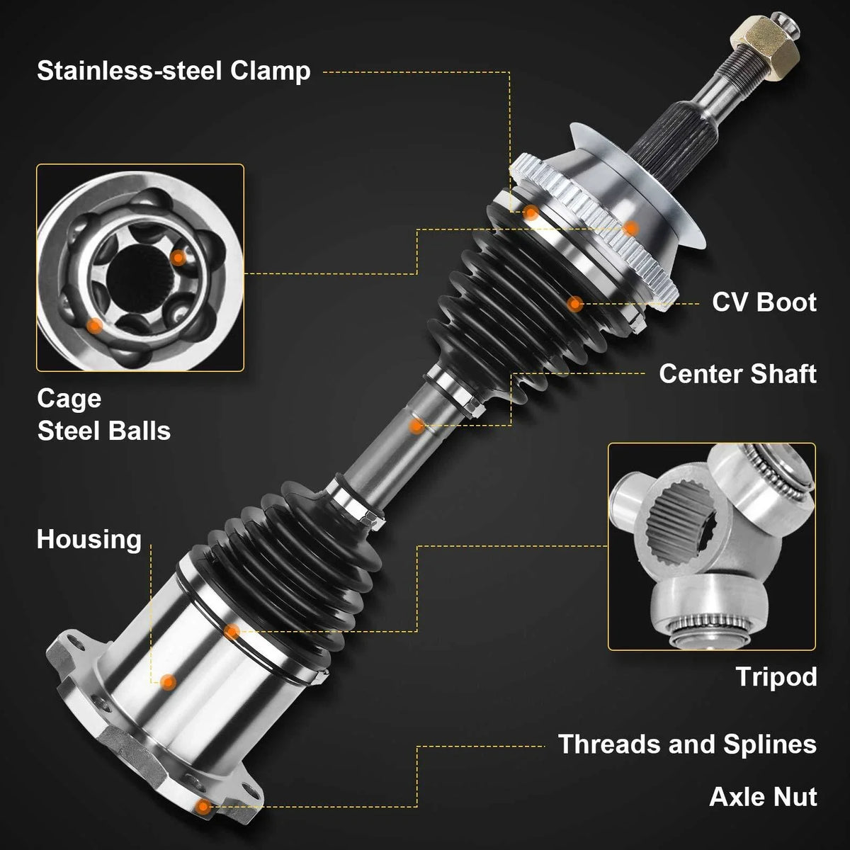 2X Rear CV Axle Assembly for Infiniti G35 Nissan 350Z (2003–2009)