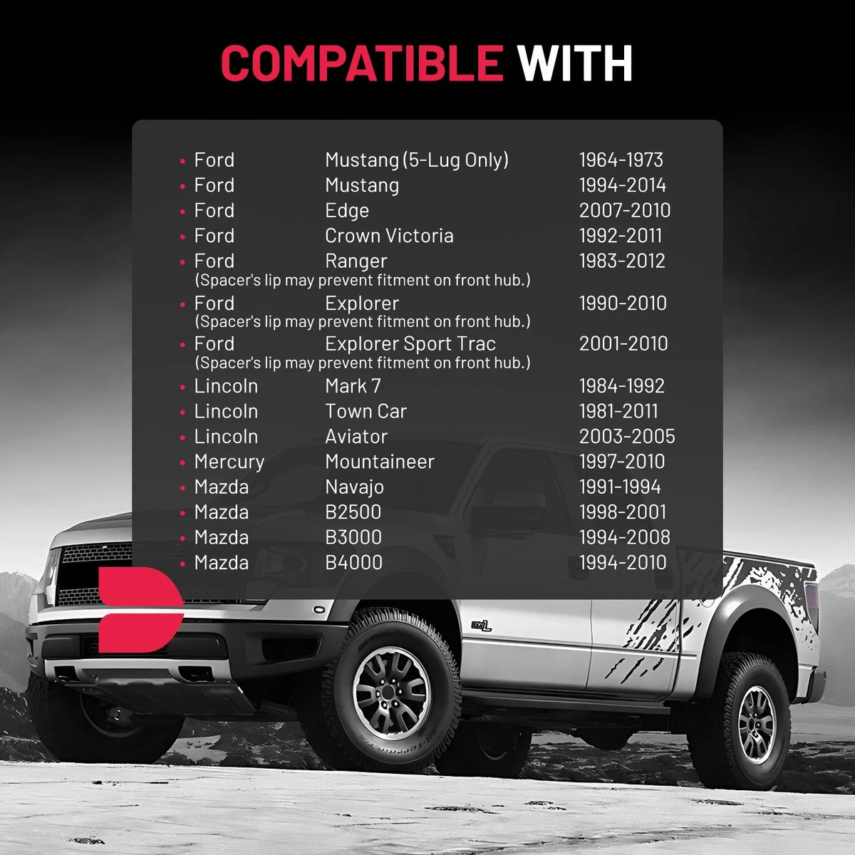 Wheel Spacers for Mazda Navajo (1991–1994) Hubcentric 5x4.5 1.25" 1/2" x20