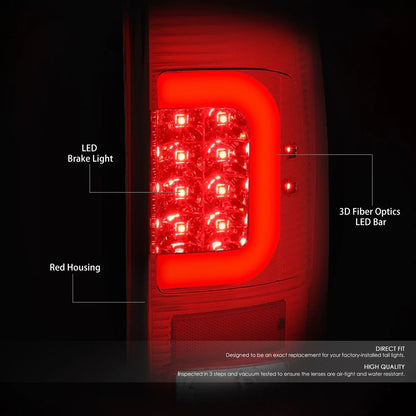 Red LED C-Bar Tail Brake Light Lamps for Ford F250 F350 Super Duty (2008–2016)