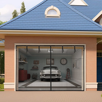 Retractable Garage Door Screen for 1 Car (8x7FT) - Black