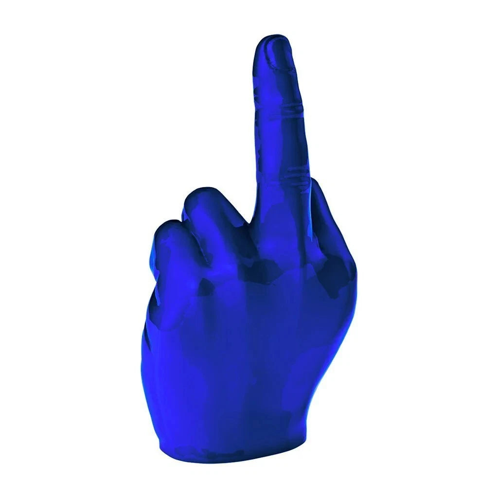 Middle Finger Hood Ornament for Flat Hoods (72082) Indigo Blue 6-5/16” H