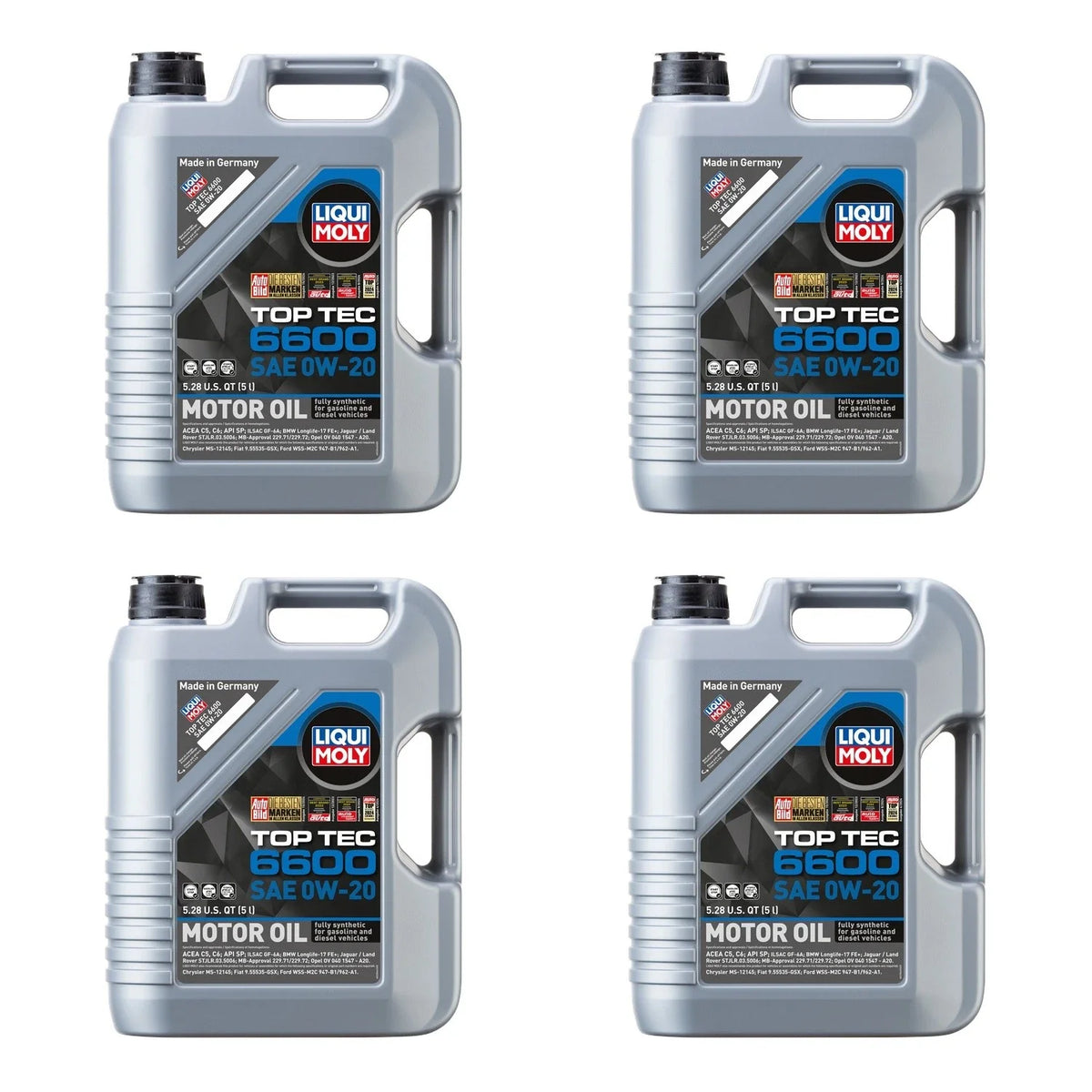 Set of 4 Liqui Moly Top Tec 6600 0W-20 Engine Motor Oil (20L)