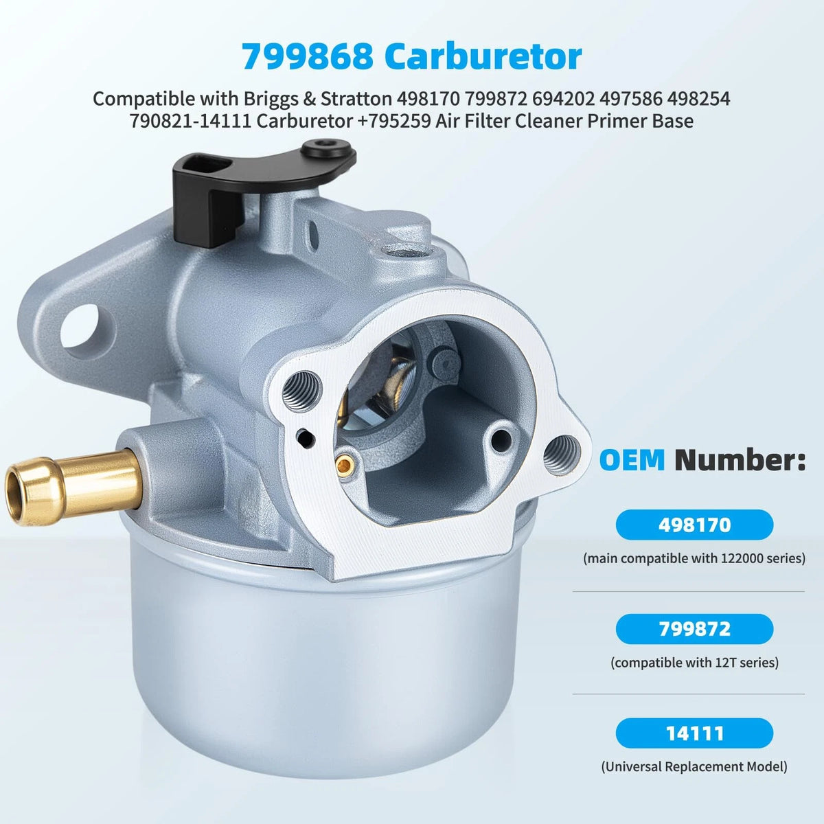 Carburetor for Briggs & Stratton (Compatible with 498170, 799872, 694202)