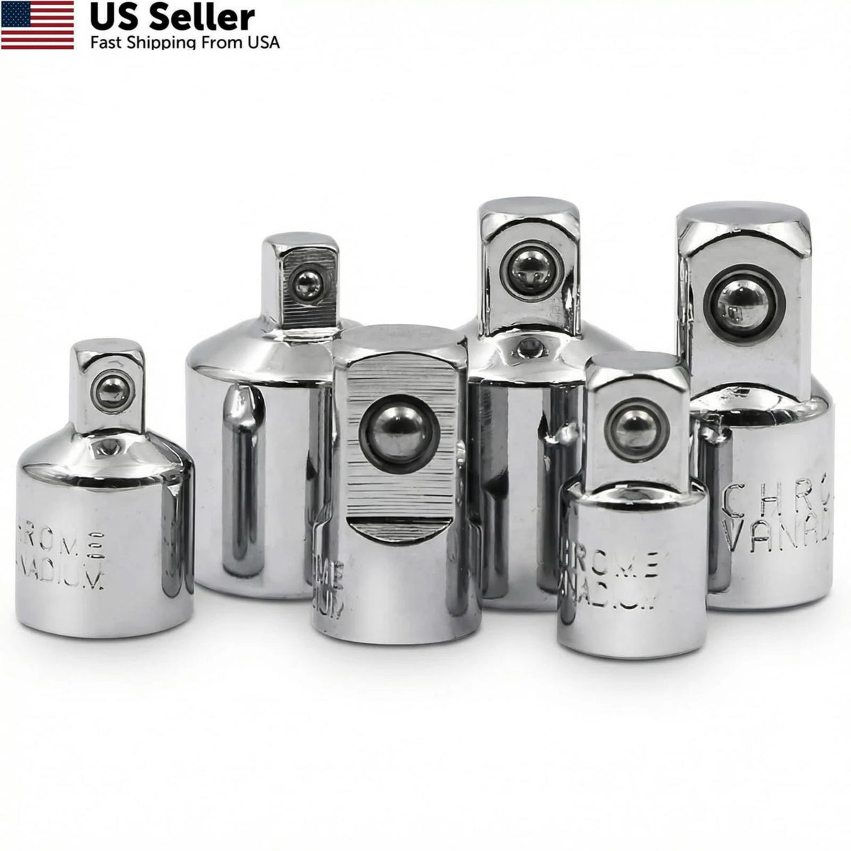6X Socket Adapter and Reducer Set for Automotive (1/4 to 3/8, 3/8 to 1/2)