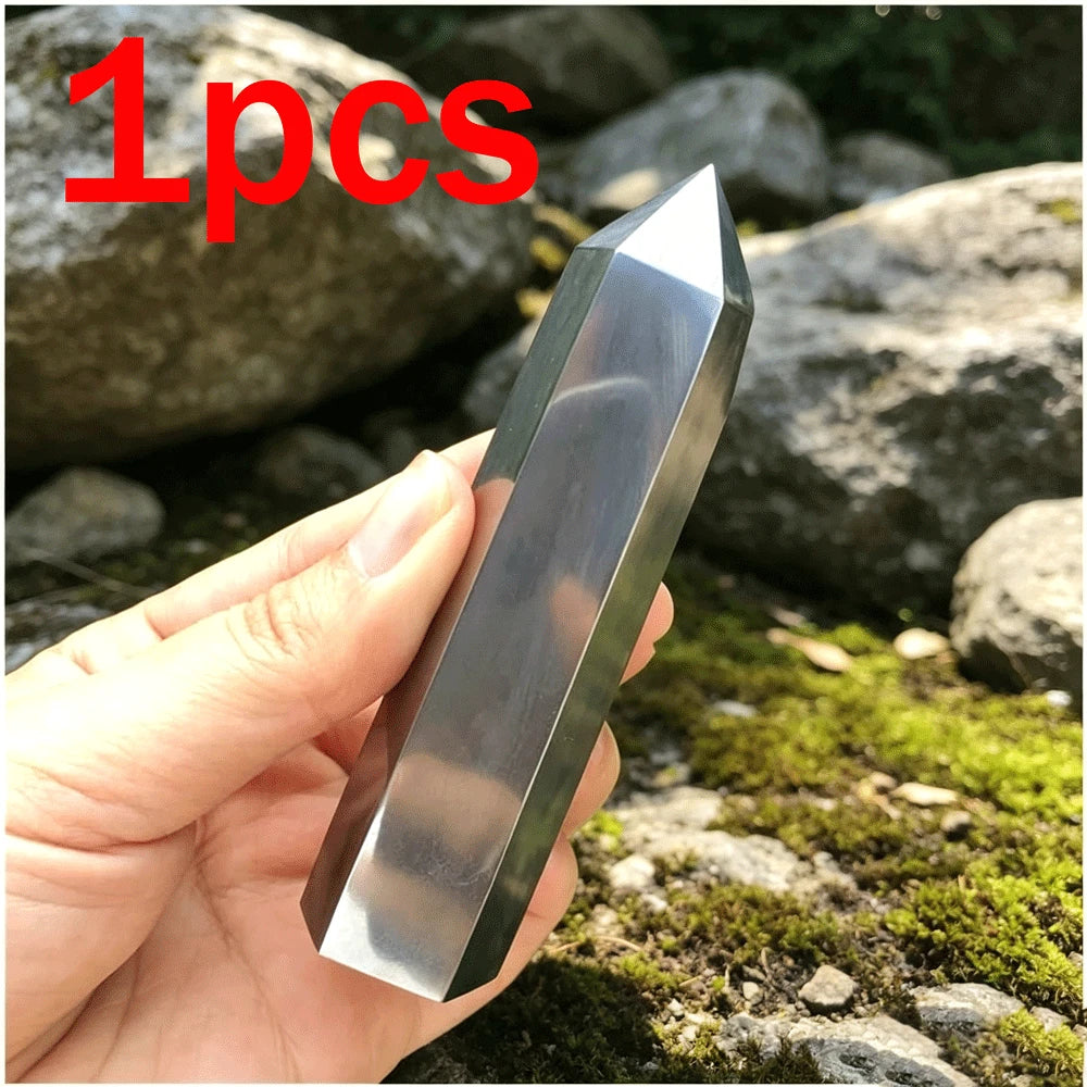 Natural Polished Hematite Tower Point Obelisk for Meditation Healing