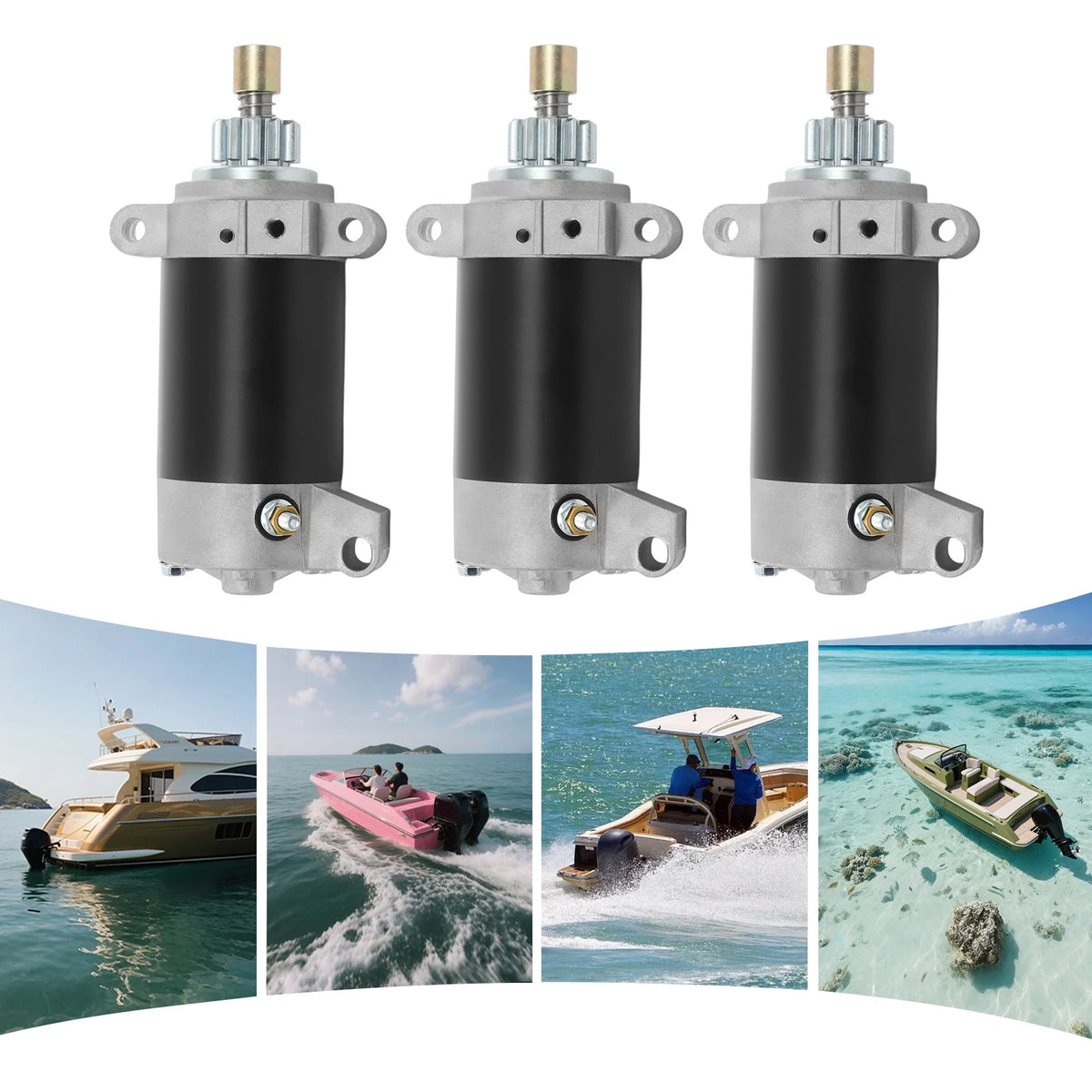3Pcs Outboard Starter Motors for 20HP 4-Stroke Engine