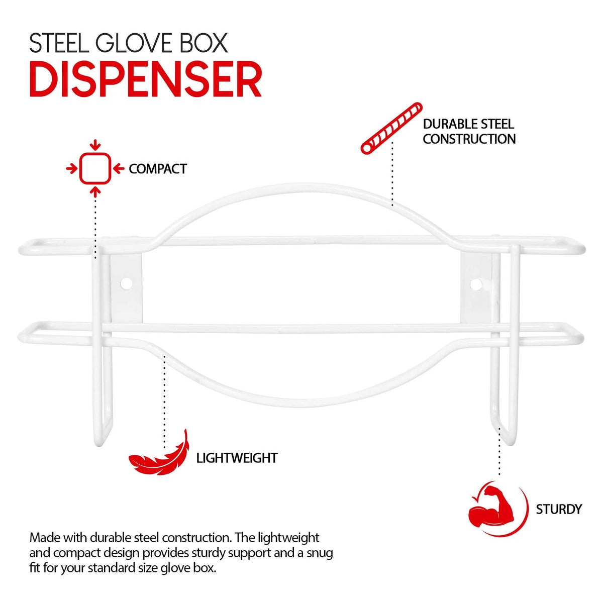 Metal Single Gloves Dispenser for Stock Your Home (White)