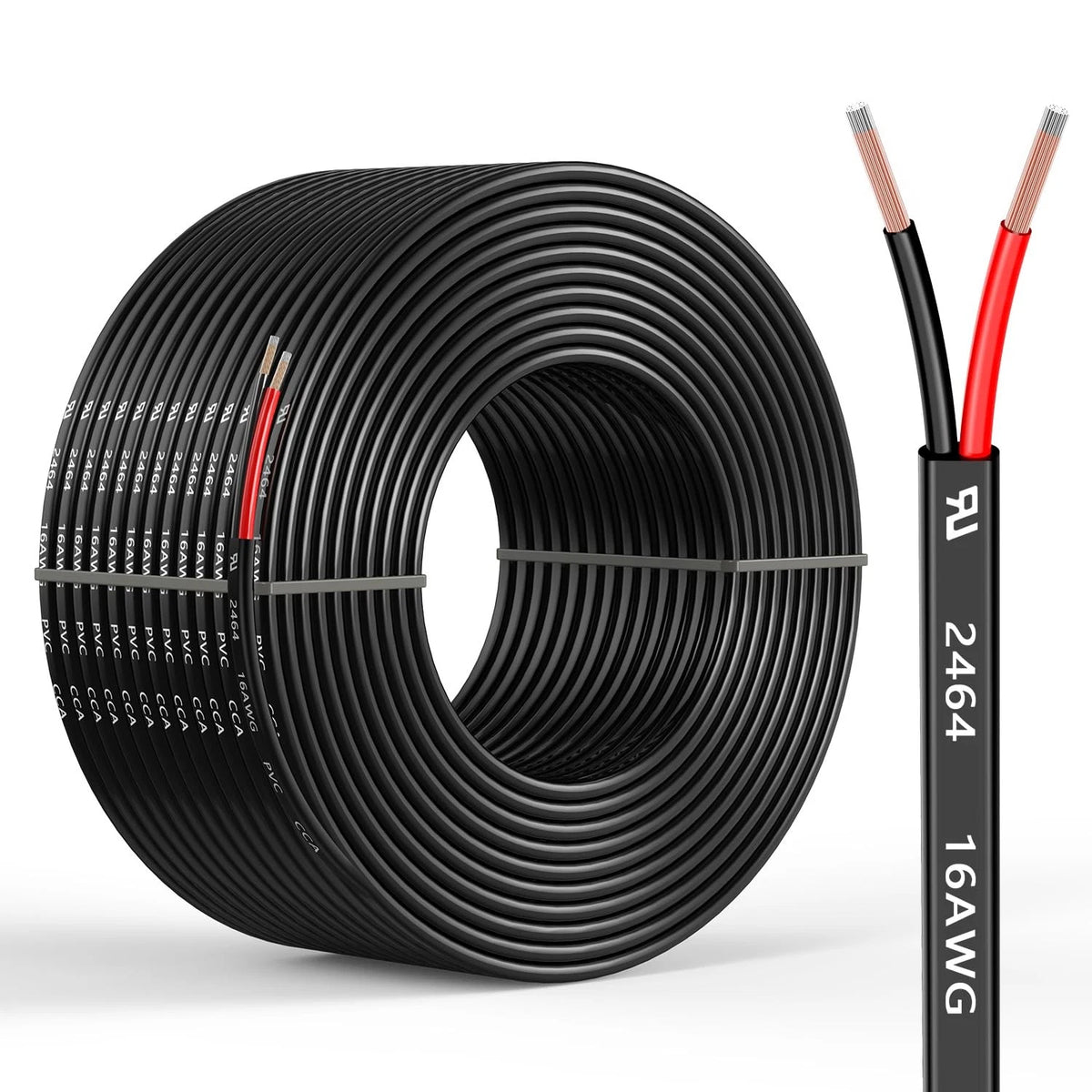 30FT 16 Gauge 2 Conductors Electrical Wire - Flexible Low Voltage Red, Black