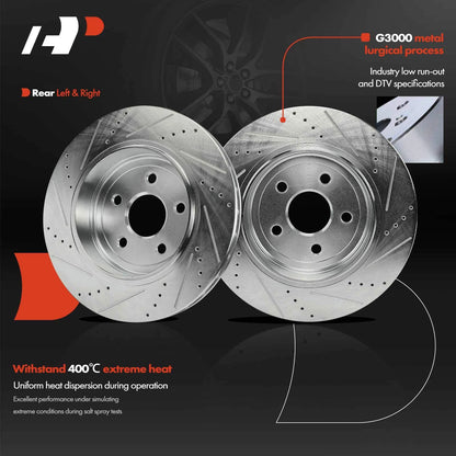 Set of 6 Rear Drilled Brake Rotors & Pads for Jeep Grand Cherokee (CFC1498, 30114980)