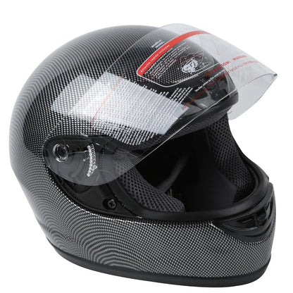 Flip Up Full Face Helmet for DOT Motorcycle (S, M, L, XL) - Black Carbon Fiber