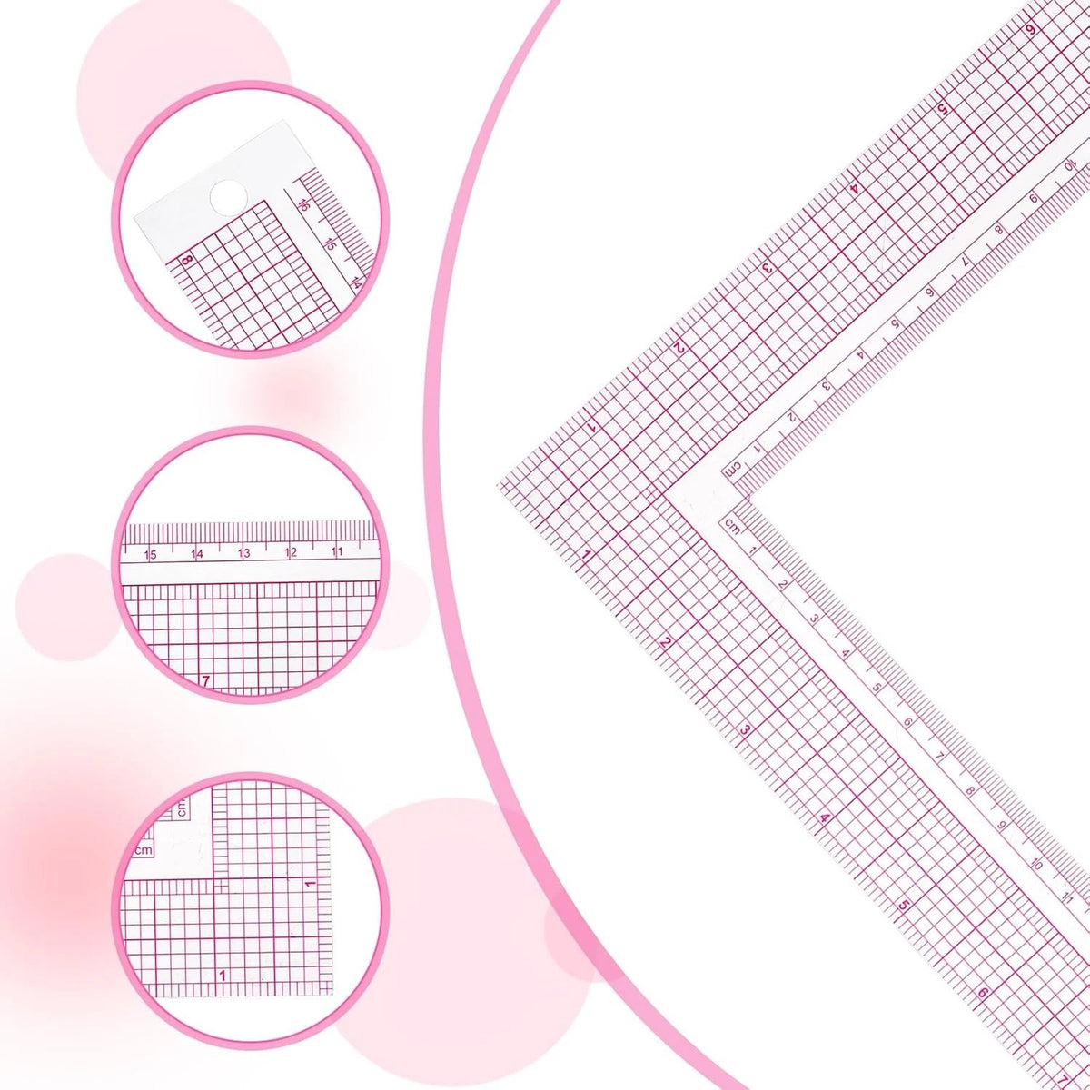 Plastic L-Square Ruler for Tailoring - 90 Degree Transparent (1 PCS)