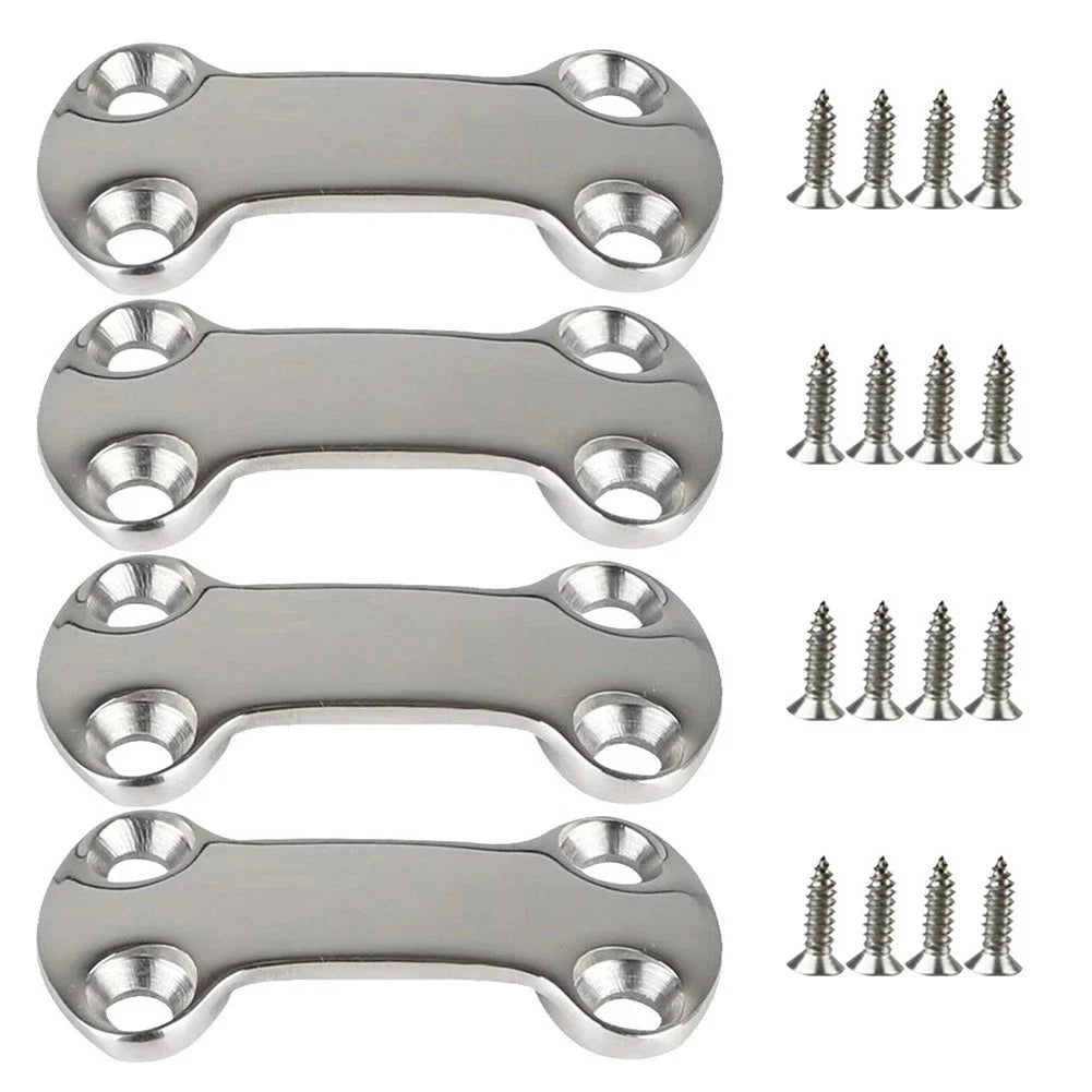 Set of 4 Stainless Steel Pad Eye Plates for Boat and RV Cargo