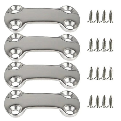Set of 4 Stainless Steel Pad Eye Plates for Boat and RV Cargo
