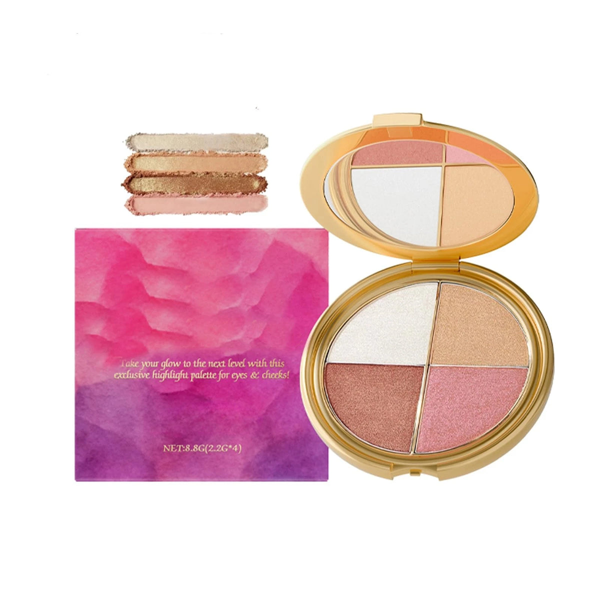 Eye & Cheek Palette for Eyeshadow and Highlighter (Pack of 1)
