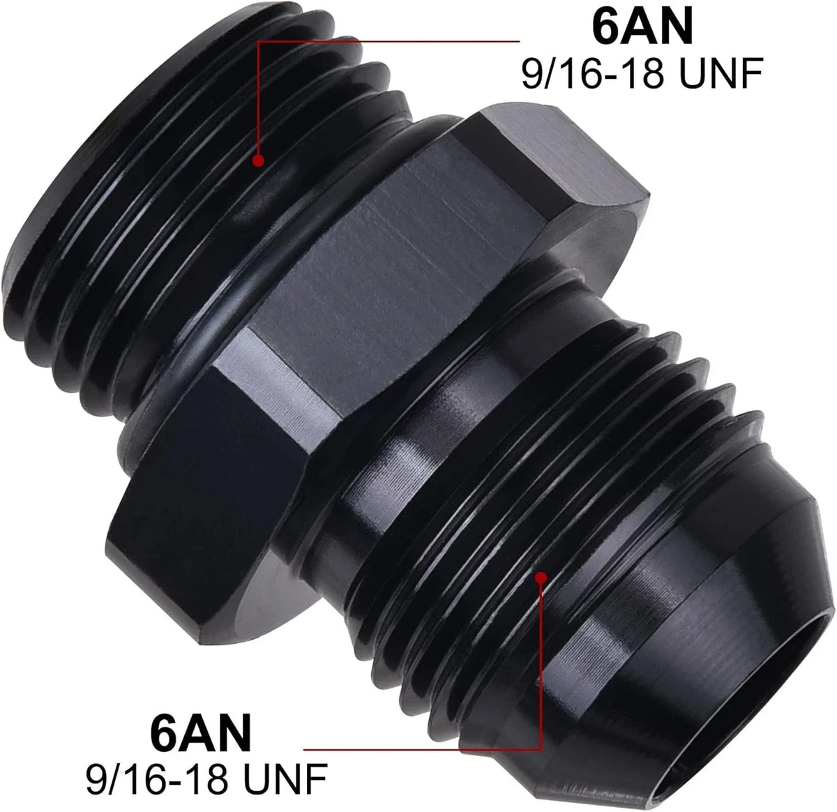 2-Piece 6AN Flare to 6AN ORB Male Fitting for Engine Oil Transfer Lines
