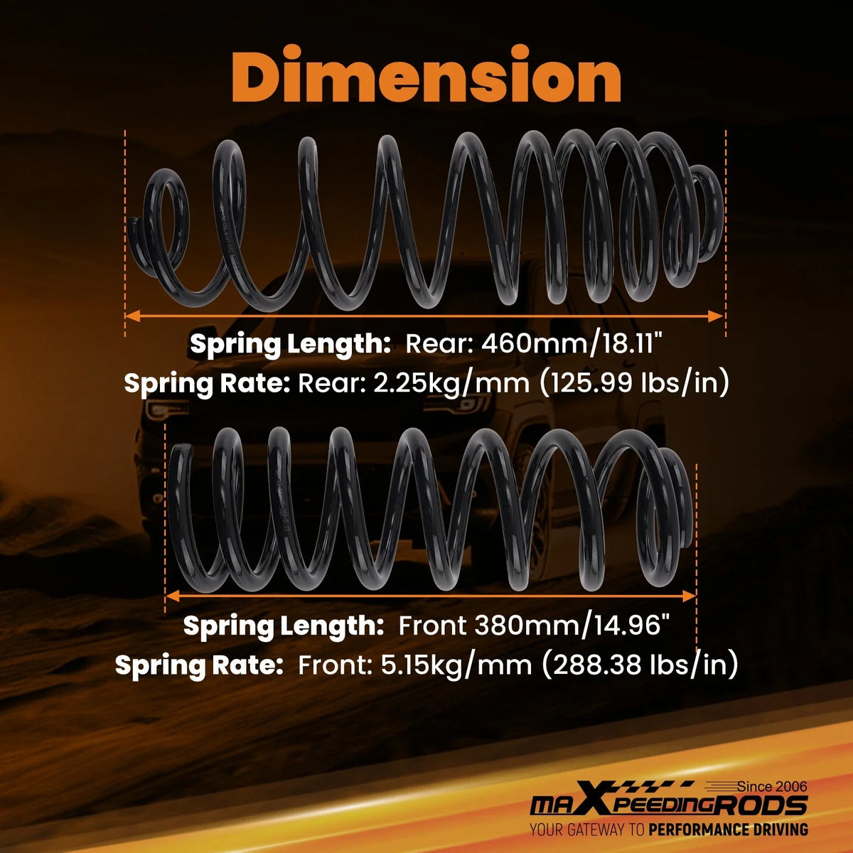 Drop Coil Spring Set for GMC Envoy (2002–2009) 2WD F1.5 R3 Lowering Kit