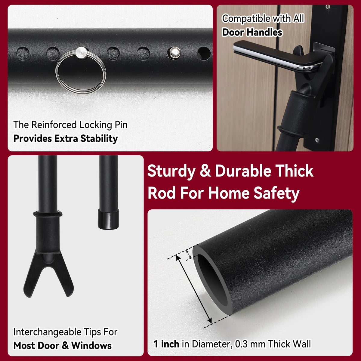 Door Stoppers Security Bar for Apartment Patio Sliding