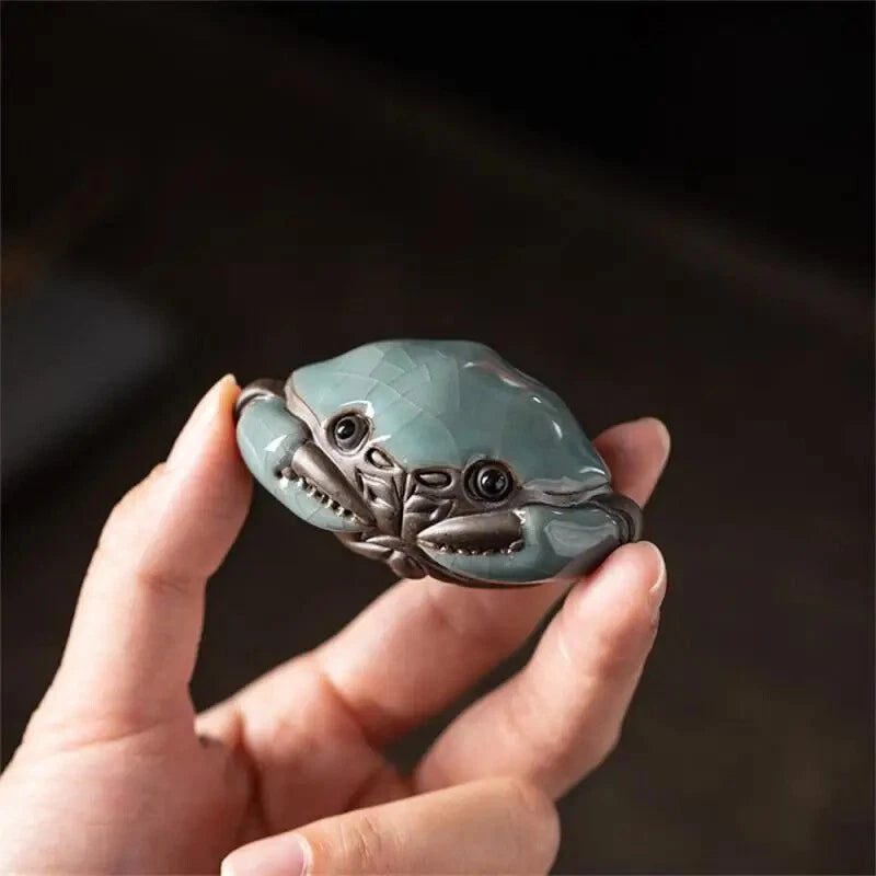 Handmade Cracked Glaze Crab Tea Set for Tea Ceremony