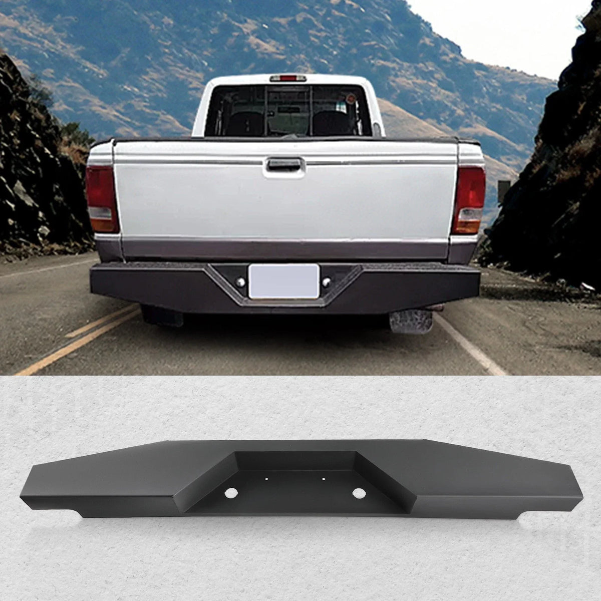 Rear Bumper for Ford Ranger (1993–2011) Black Steel