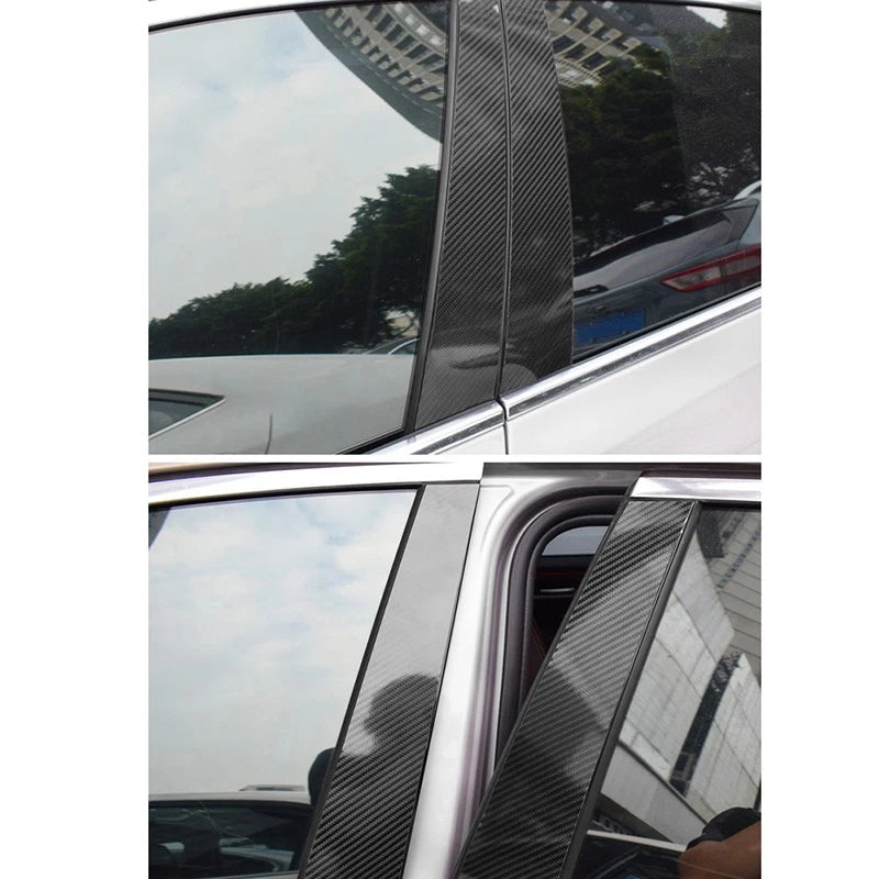 8x Carbon Fiber Exterior Pillar Post Stickers for Audi A3 Sedan (2013–2020)