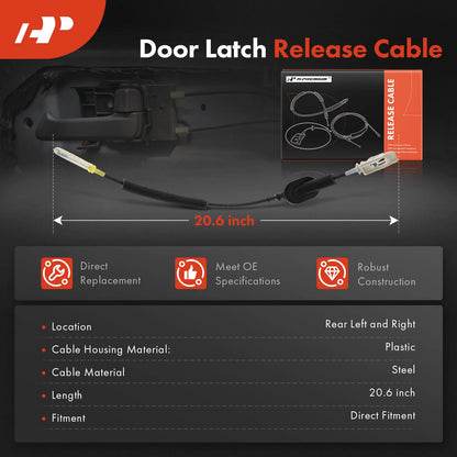 2X Rear Left & Right Door Latch Release Cable for Ford Edge (2015–2023) FT4Z5840180A, 912-742