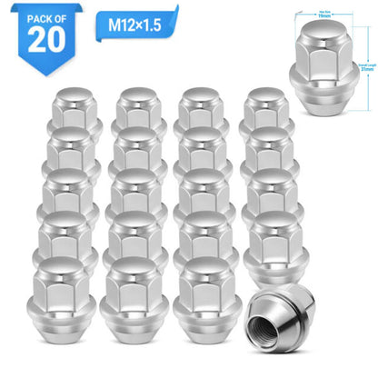 20x Chrome Wheel Lug Nuts for Ford Focus Fusion Escape EcoSport (2000–2023)